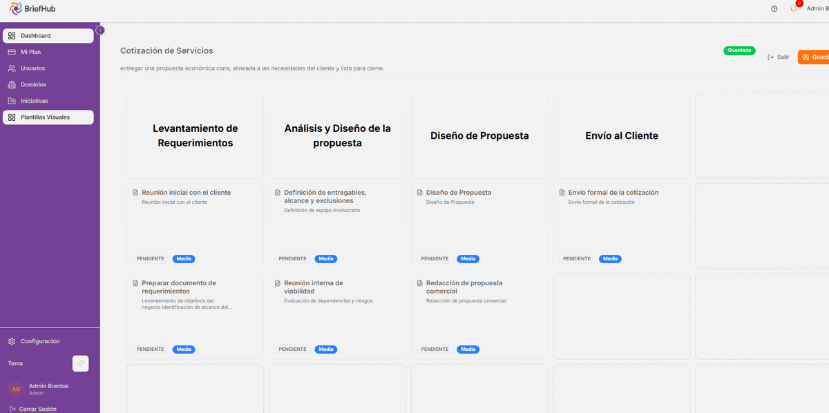 Captura: Plantillas visuales en BriefHub
